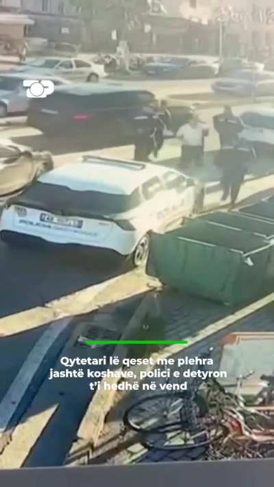 Lazy guy dumped his trash bag in front of empty trash bins