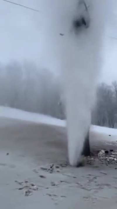 Trapped on a ski lift above a burst water main.