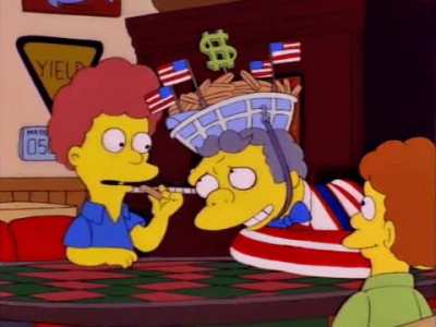 Please take the fries off my head, kid. The basket is extremely hot.