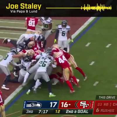 Joe Staley on Kyle Shanahan getting pissed after Deebo's leg was twisted after the play was blown dead