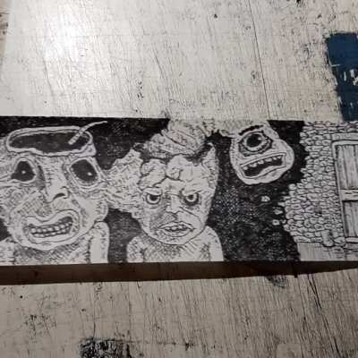 For almost 2 years I've been drawing on a 200 foot receipt roll. Here is a small chunk of it!