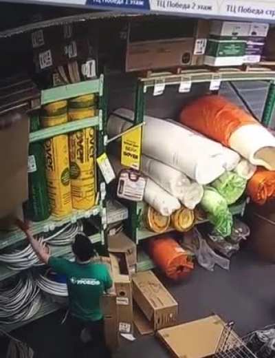 Guy caught a falling box package