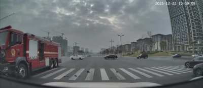 Firefighter Truck hits motorcyclist in China 