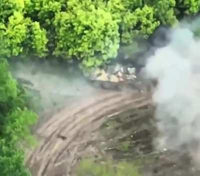 Ua pov. Russian btr surviving a rear lat hit with crew dismounting in the forest. It was later finished after being abandoned.