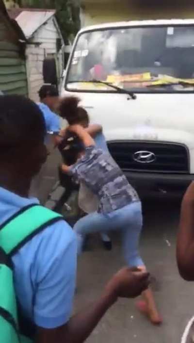 Adults ask politely (with gun and knife in hand) not to break a kid's fight
