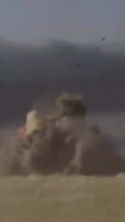 ISIS SVBIED driving towards YPG/American Volunteer's position is destroyed before reaching its destination. East of Mosul, Iraq. 2015