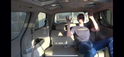 This minivan has windows