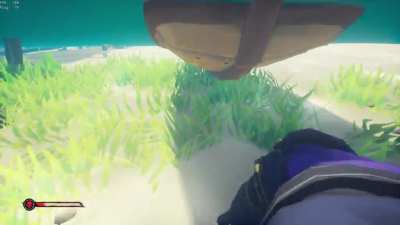 Get the rowboat near the shore, sprint swim while going under it