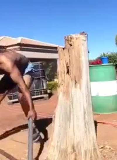 What could go wrong chopping wood in sandals