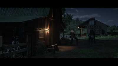 Accidentally told my horse to flee before a cutscene and this happened..