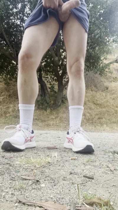 Jogging last week,  I was so turned on my cock started leaking