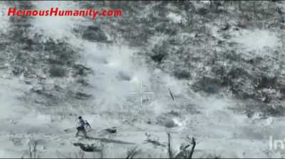 Russian soldier dodges Ukrainian drone 