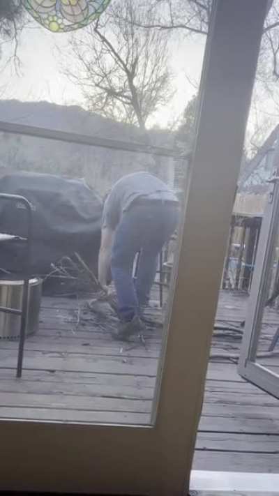 My boyfriend is hammered and tried to start a fire.