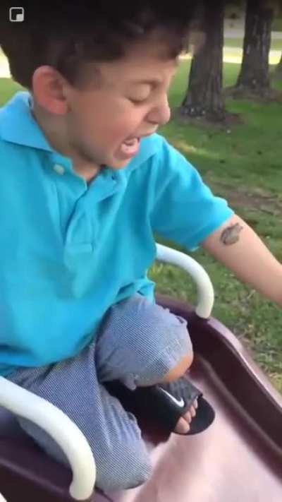 Frog scares boy