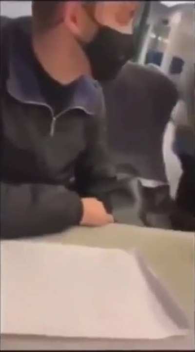 Guy trying to pick a fight on a train, gets what he deserves