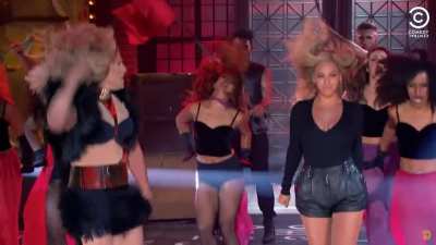 Beyonce makes a surprise appearance to a free TV crowd, surprising even Channing Tatum who wasn't given confirmation by her camp that she'd grant his request to show up.
