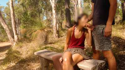 Most risky sex we ever had...getting a blowjob right by the path!