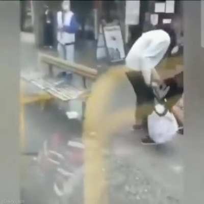 Man Pushes Lady Off The Bus After She Spits On Him