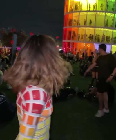 Xochitl Gomez being adorable while matching at Coachella Day 1