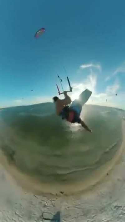 Kiteboarding jump over an island