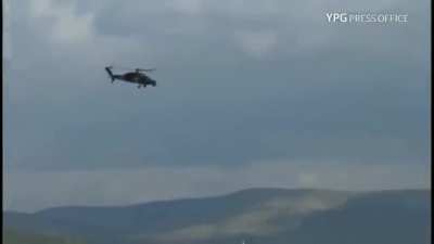 Turkish Helicopter providing CAS from ground pov . 2018 Syria.(Sound on)