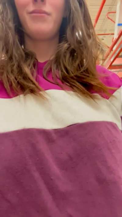 I'm showing off my H cups while shopping at Home Depot today