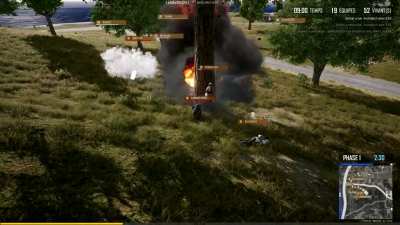 PUBG vehicle's physic, but applied to a player. We didn't know how he died, so we went and checked the replay...we had a good laugh.