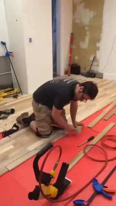 I made my new kitchen floor. Multi species hardwood. Finished with Zar polyurethane