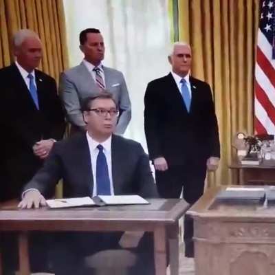 When Trump says Serbia agreed to move its embassy to Jerusalem from Tel Aviv, Serbian President checks out the agreement and realises he didnt read the terms of agreement properly.