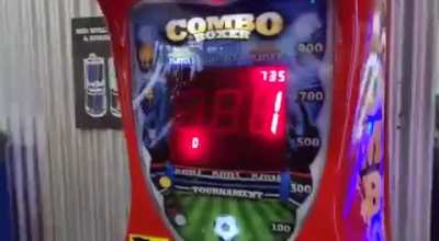 My cousin tries his hand at the punching machine, during one of many bachelor party activities we had that day.