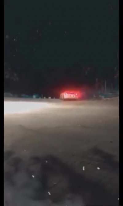 Idiot drifts car into the harbour.