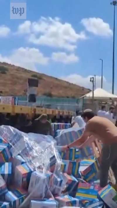 Israelis enjoying their second favorite hobby - destroying aid supplies