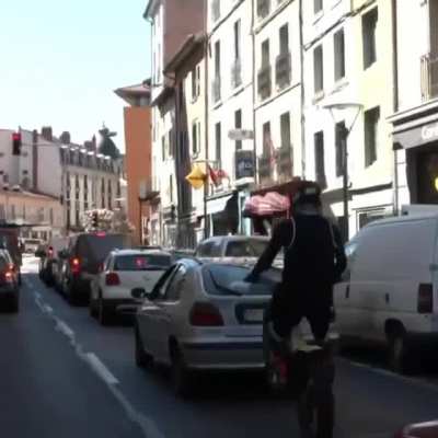 Guy just goes over two random cars on the street without a care. Everything is just there to for hin to play with.