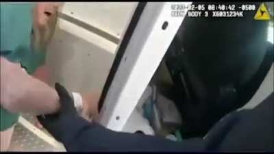 This woman was admitted with a stroke and a broken ankle. She was discharged because she didn’t have insurance and had the police called on her. She died in the van on her way to the police station.