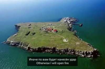 A Ukrainian soldier on Zmiiniy island (Snake island) to Russian warship: 