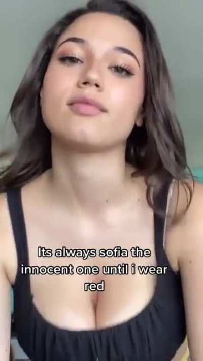 Sofia Gomez's massive tits in red