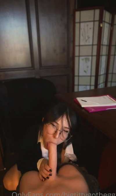 B͟igtittygothe͟gg Teacher Dildo Handjob, Blowjob, Fuck & Titfuck