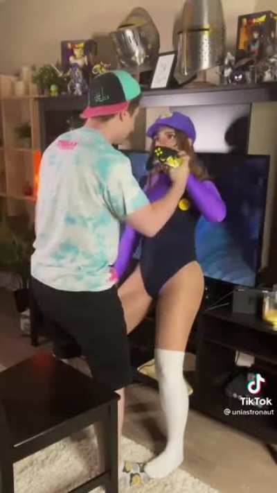 She mustache you to not break the tv.