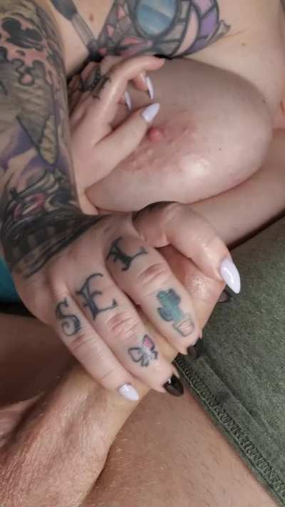 Love stroking cock laying in bed