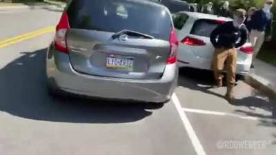 Taunting the white supremacists in Patriot Front, yesterday in Boston