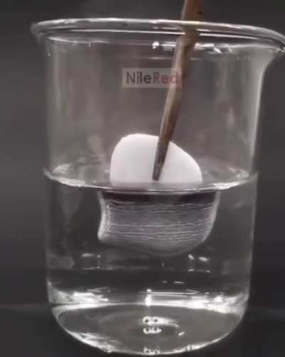 Adding solid mercury to warm water.