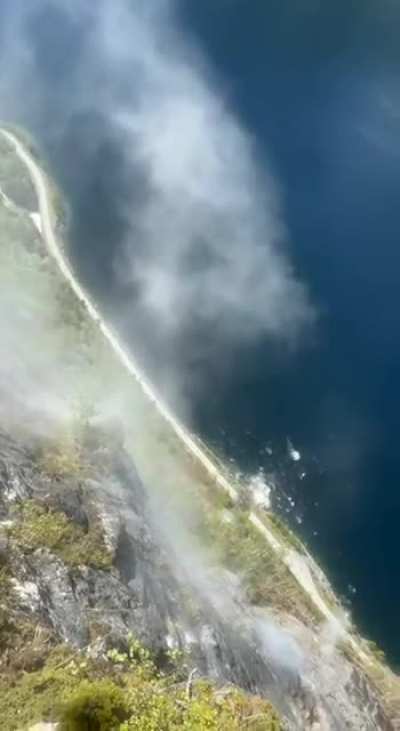 rock falls from mountain
