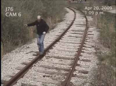 Old man got hit by a train, very sad