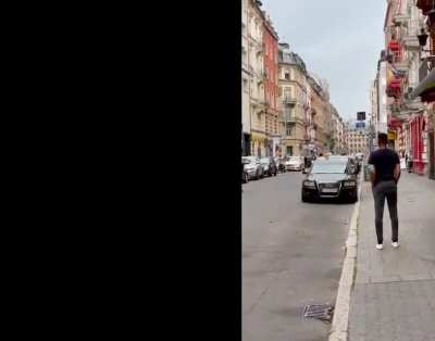 German police officer in Frankfurt shoots a man holding a knife as he attempts to stab someone