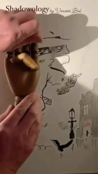 Vincent Bal uses the shadows of different objects to complete his art.