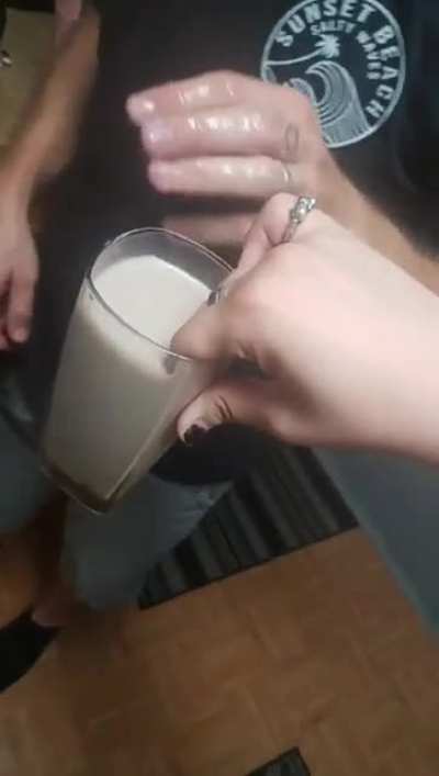 my brothers girlfriend didn't seem to enjoy our drink passing method..