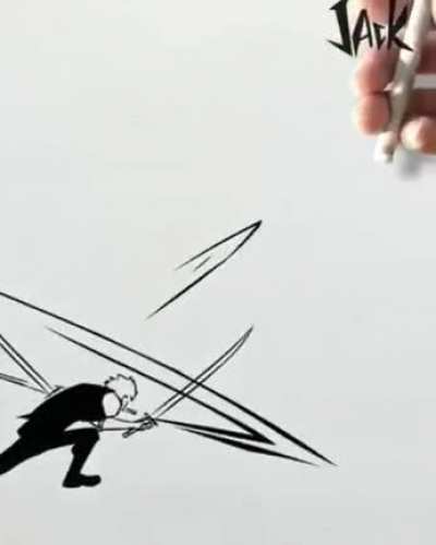 Pen animation of Zoro showing off his skills