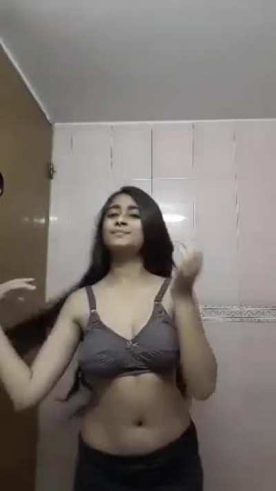 Cute Slim Girl Stripping to Nude