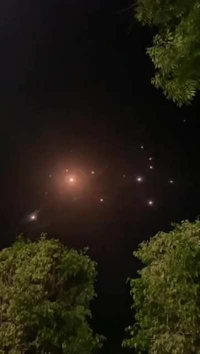 Night time in Israel (out in the street). Bombarded with dozens of rockets a minute