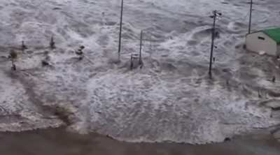 3/11/2011 tsunami, Iwate prefecture, Japan. First and second wave.